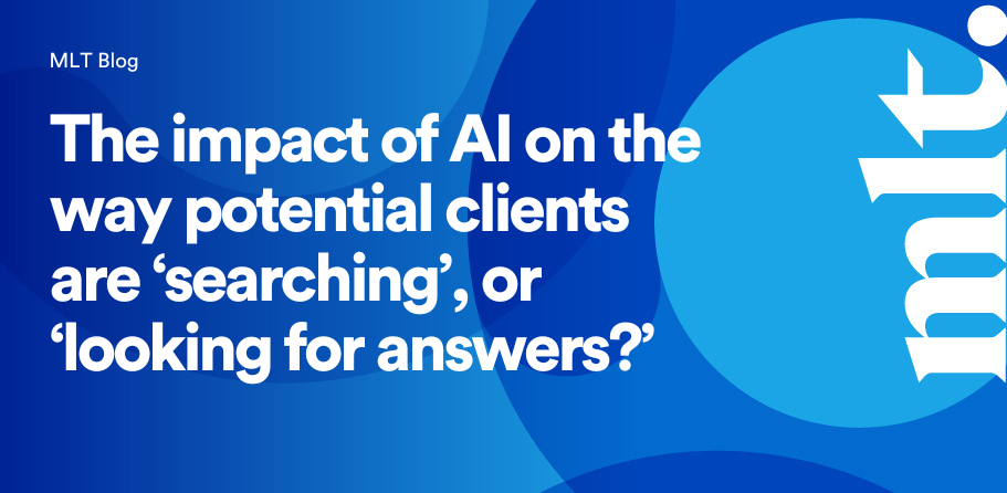 the impact of ai on the way potential clients are searching or looking for answers blog header blue background