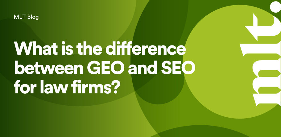 what's the difference between geo and seo for law firms blog header green background